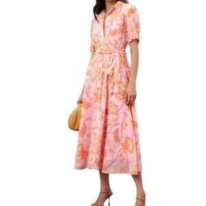 Derek Lam Pink Floral Shirt Dress 38